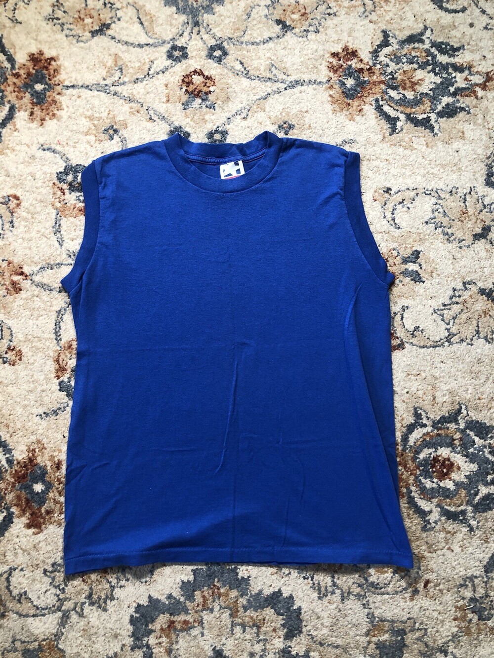Vintage Lexington Tank Top Shirt Mens Large Blue Sleeveless Blank Crew USA